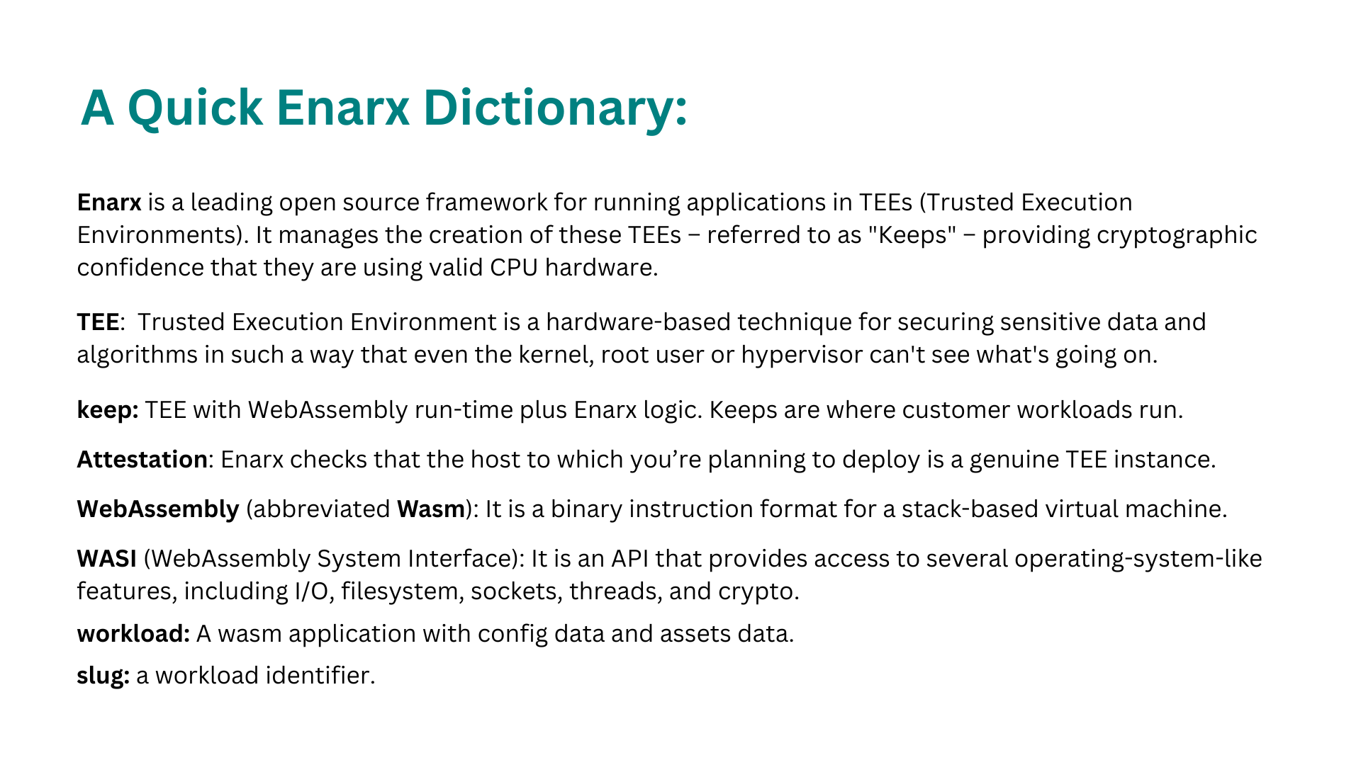 An Enarx Dictionary